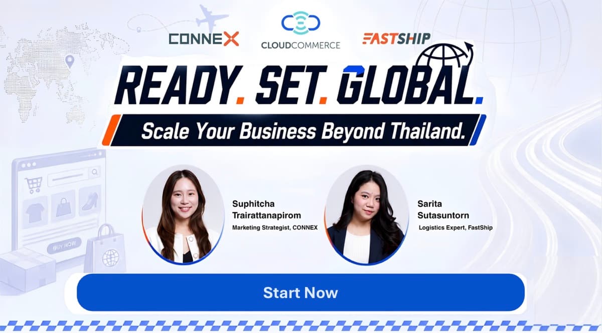โปสเตอร์ Webinar READY. SET. GLOBAL. Scale Your Business Beyond Thailand