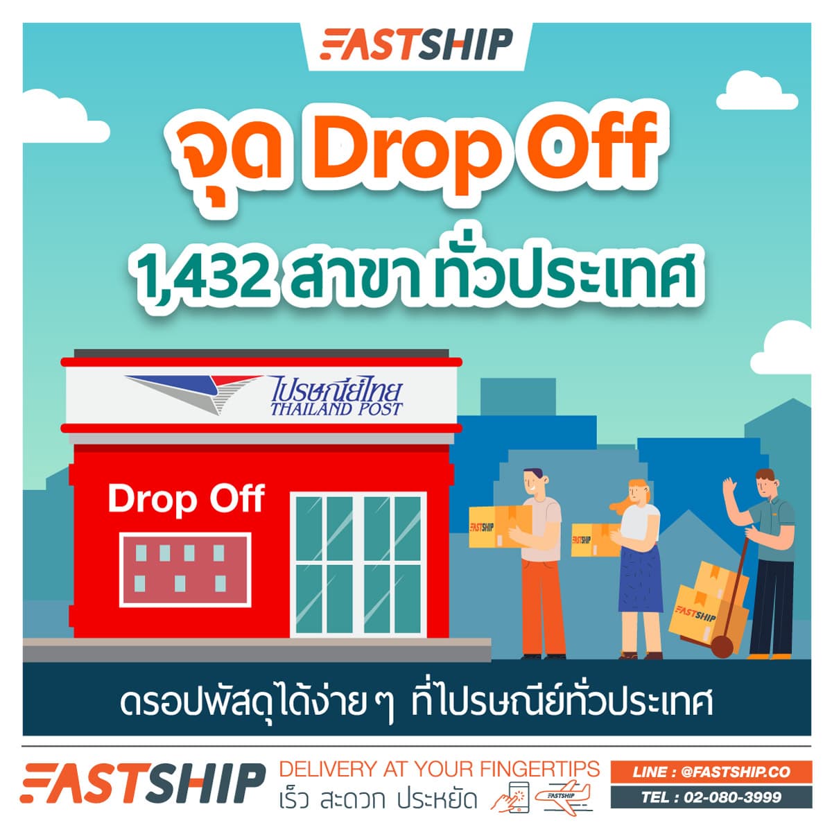 จุด Drop Off ไปรษณีย์ไทย 1,432 สาขาทั่วประเทศ