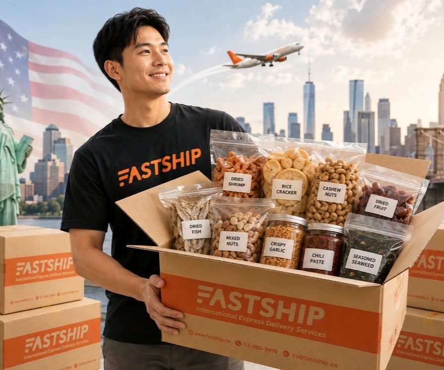 ส่งอาหารไทยไปอเมริกากับ FastShip พร้อมสัญลักษณ์สหรัฐอเมริกา