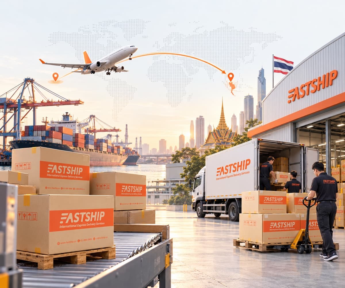 พัสดุ FastShip นำเข้าจากต่างประเทศ ขนส่งทางเครื่องบินและเรือเข้าสู่คลังในไทย