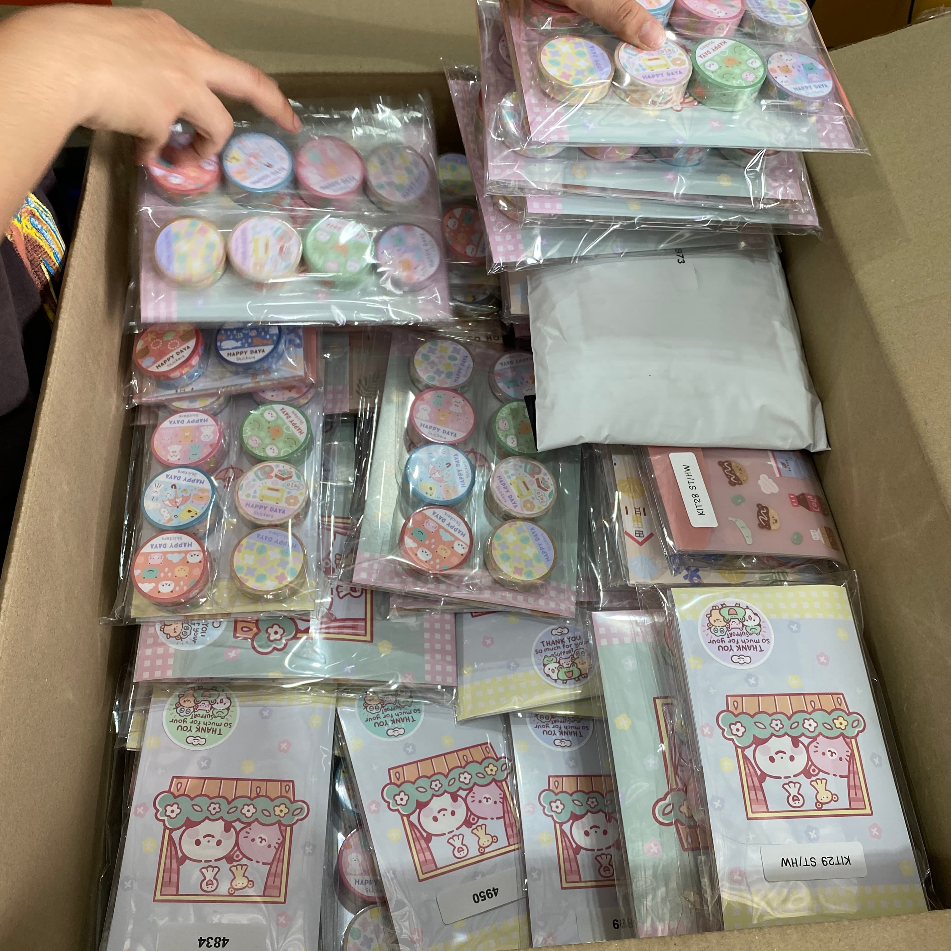 พัสดุพร้อมส่งบรรจุลงกล่องเรียบร้อย