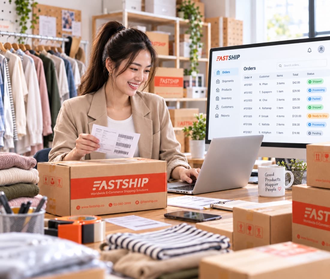 เจ้าของธุรกิจ SME กำลังเตรียมสินค้าสำหรับส่งออกเป็นประจำ