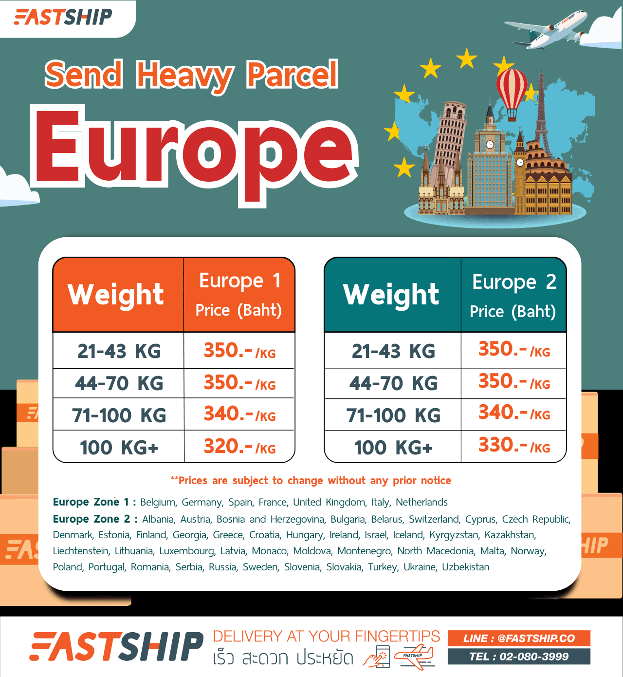 Sending large items to Europe